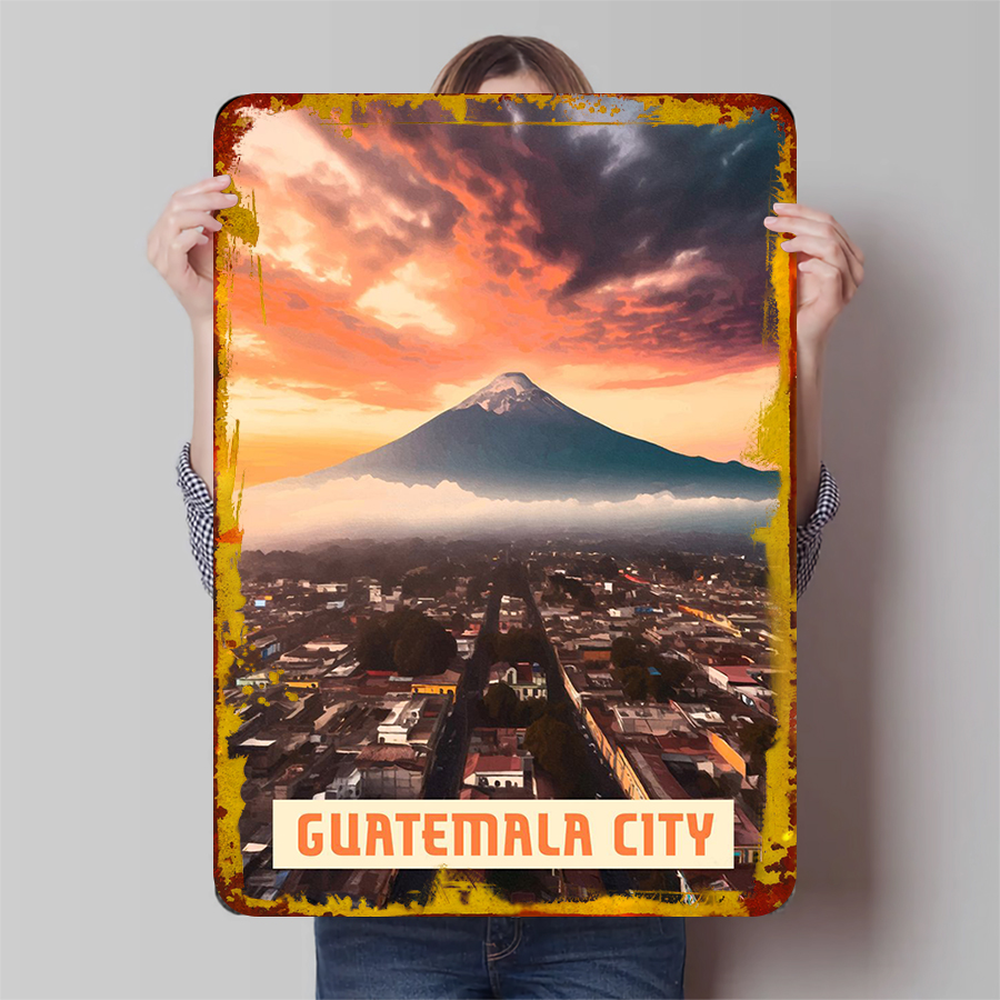 Home Office Guatemala - Guatemala City Skyline with Volcano Sunset