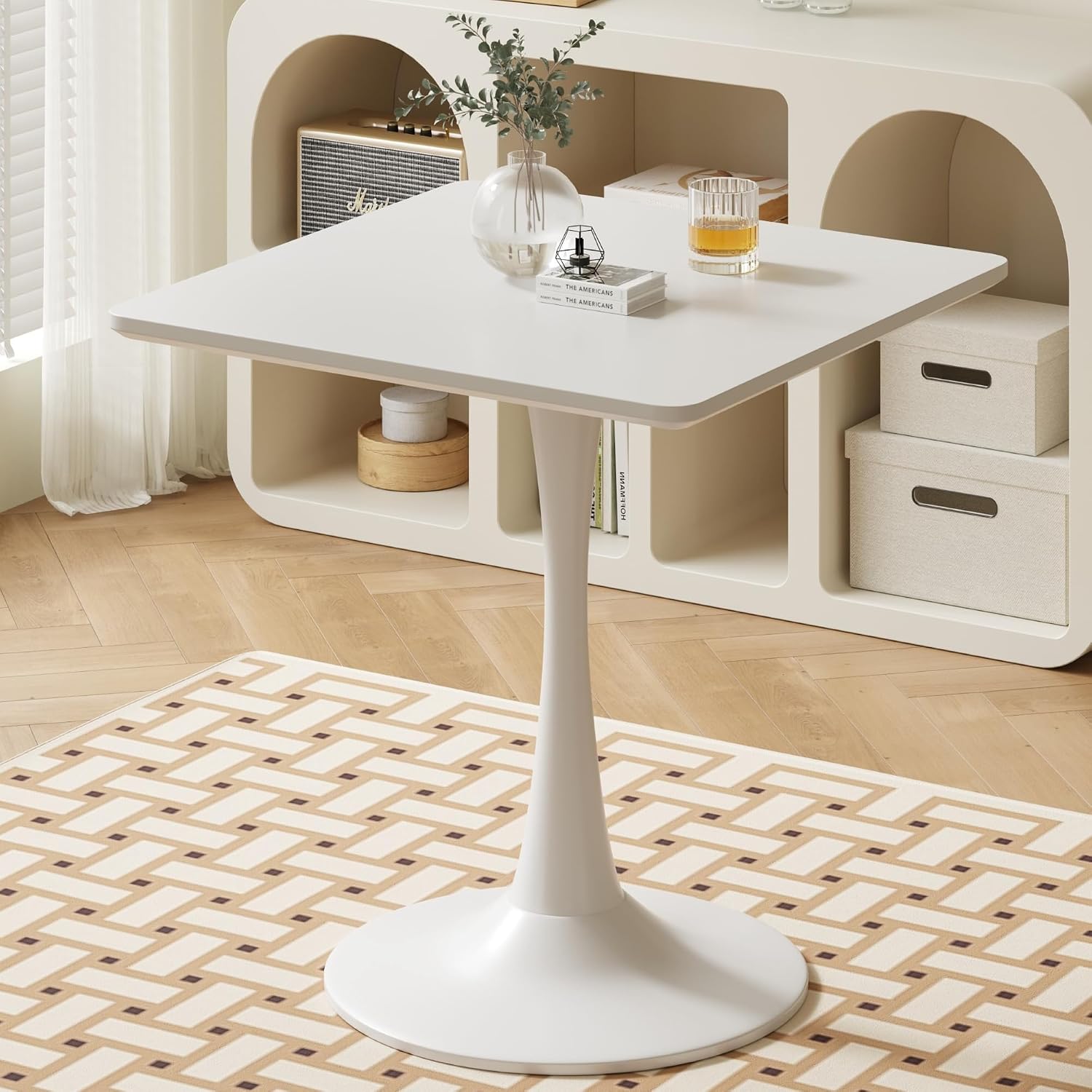 Home Office For Two - White Square Tulip Table for 2