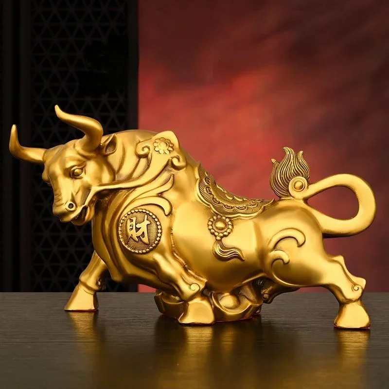 Feng Shui Copper Cow Ornament, - Home Office Marketing 评论和价格