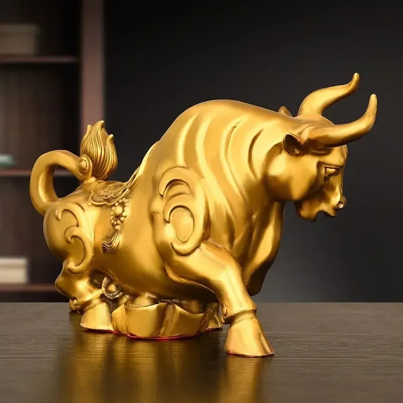 Feng Shui Copper Cow Ornament, - Home Office Marketing 评论和价格