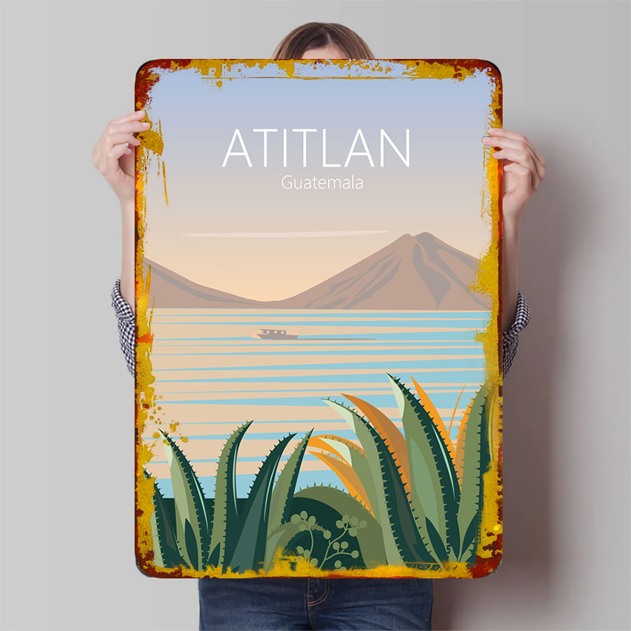 Vintage Atitlan Lake Guatemala - Home Office Guatemala 评论和价格
