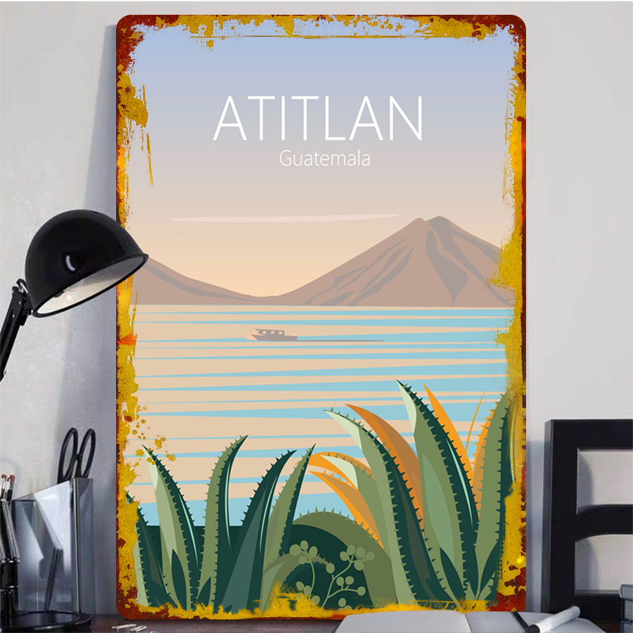 Vintage Atitlan Lake Guatemala - Home Office Guatemala 评论和价格