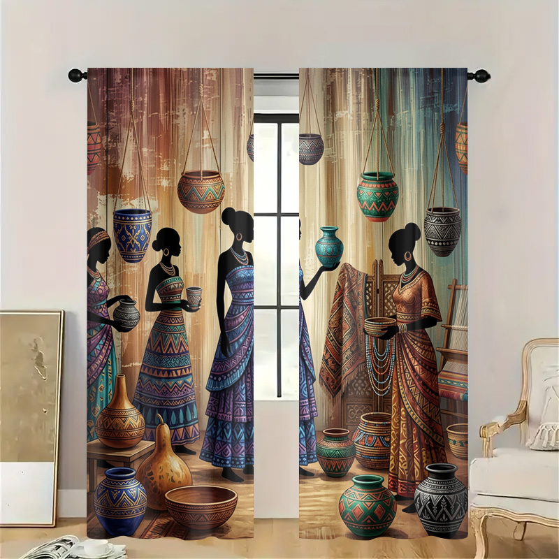 Bohemian Ethnic Market Curtain - Home Office Marketing 评论和价格