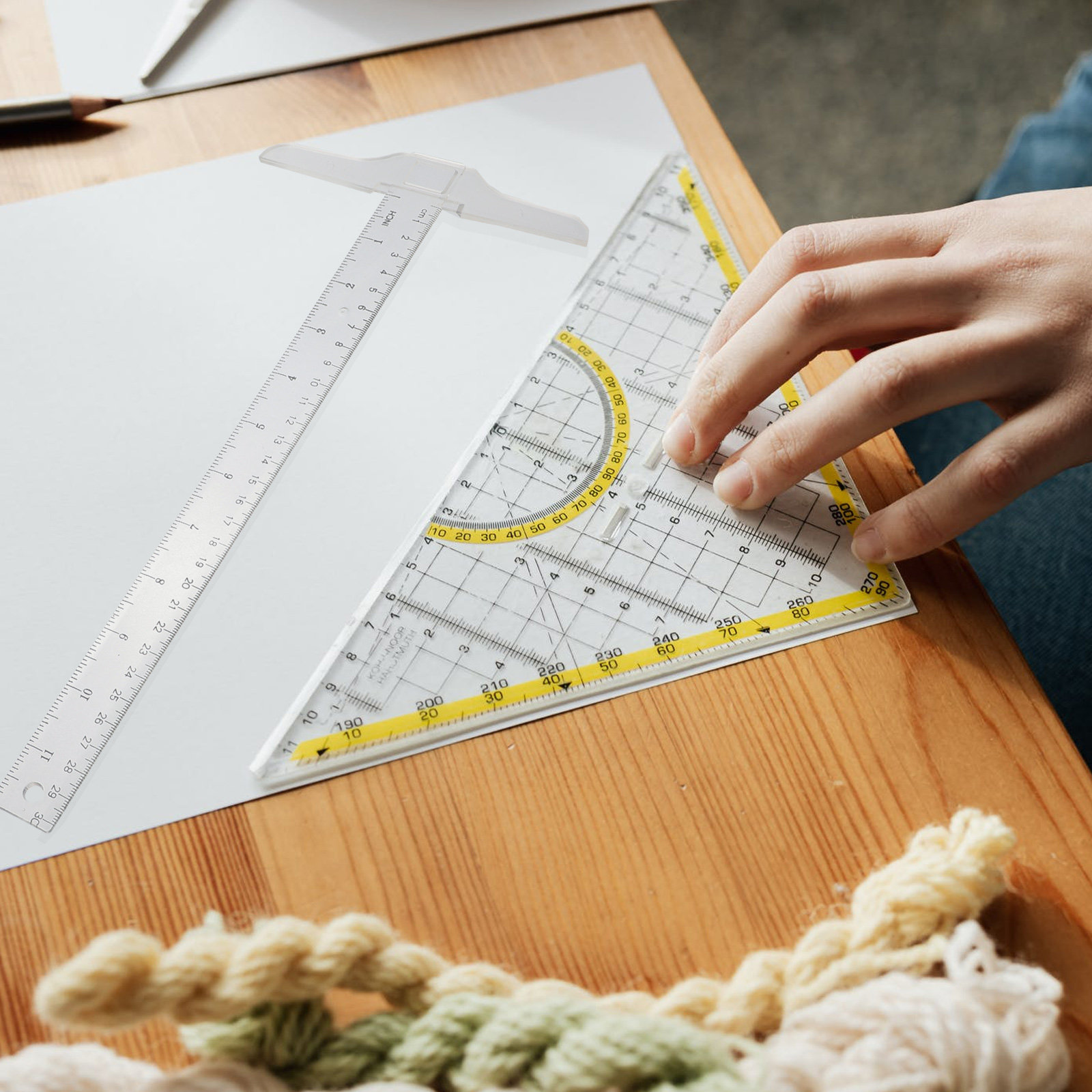 2Pcs T Shape Rulers Plastic Do - Home Office Student 评论和价格