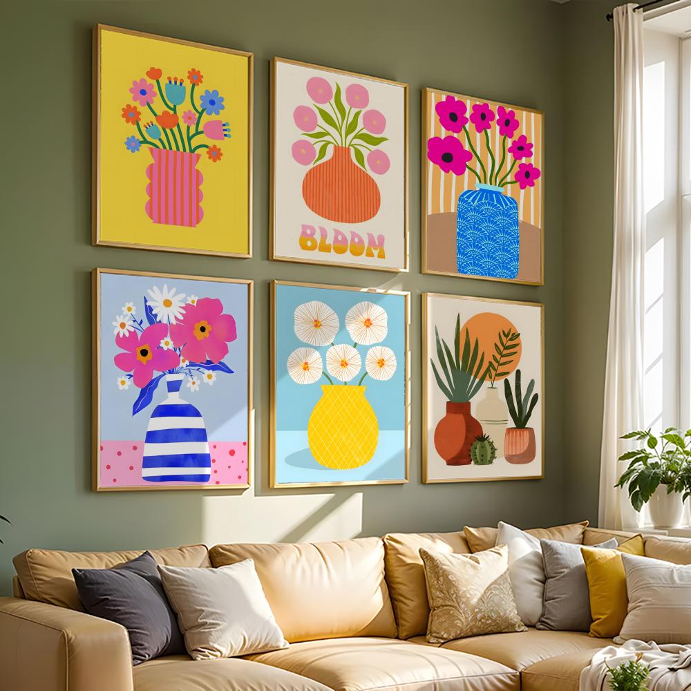Pink Flower Market Vase Painti - Home Office Marketing 评论和价格