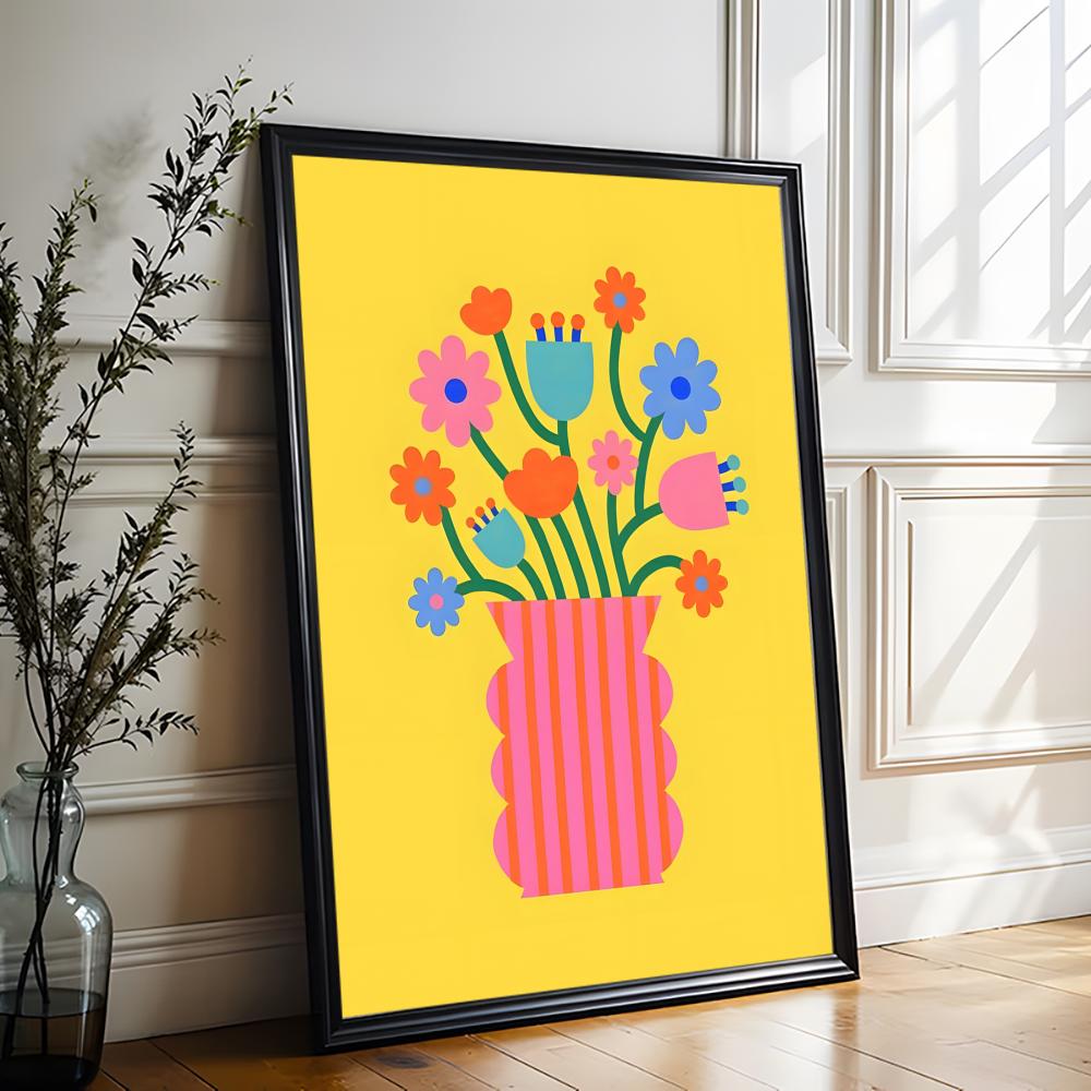 Pink Flower Market Vase Painti - Home Office Marketing 评论和价格
