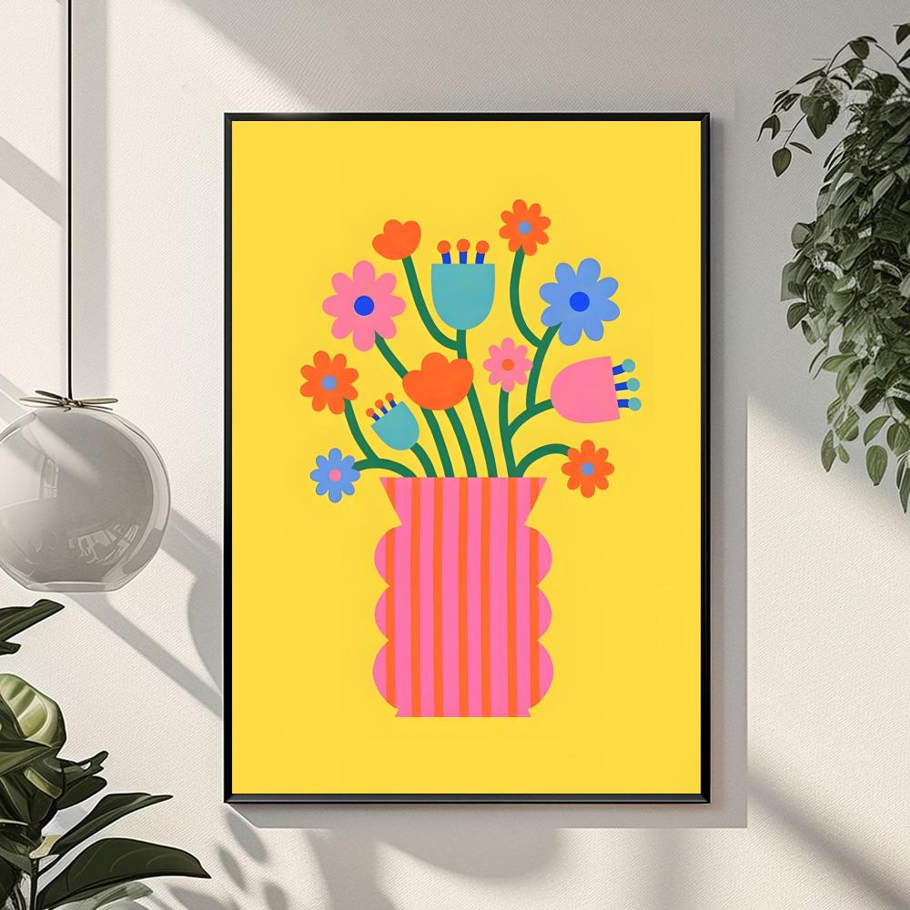 Pink Flower Market Vase Painti - Home Office Marketing 评论和价格