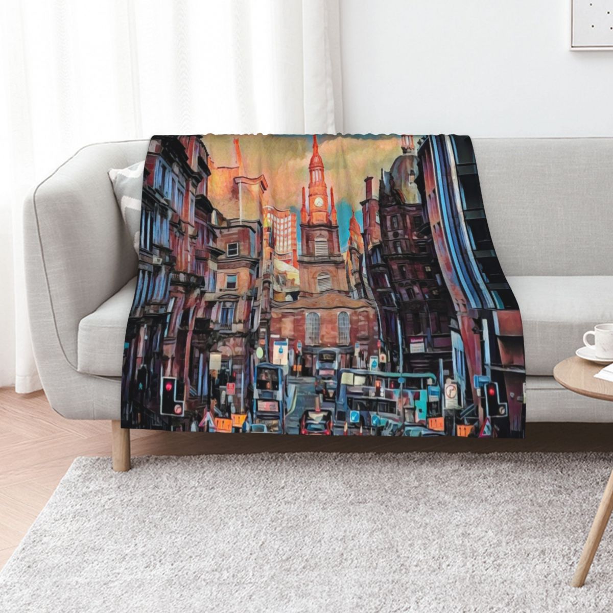 Glasgow Streets Throw Blanket  - Home Office In Glasgow 评论和价格