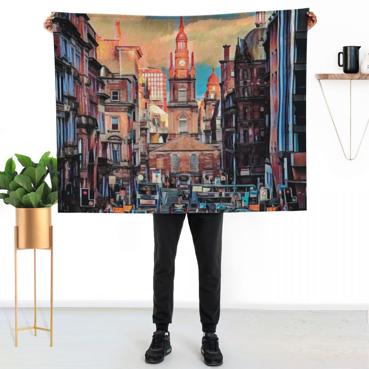 Glasgow Streets Throw Blanket  - Home Office In Glasgow 评论和价格