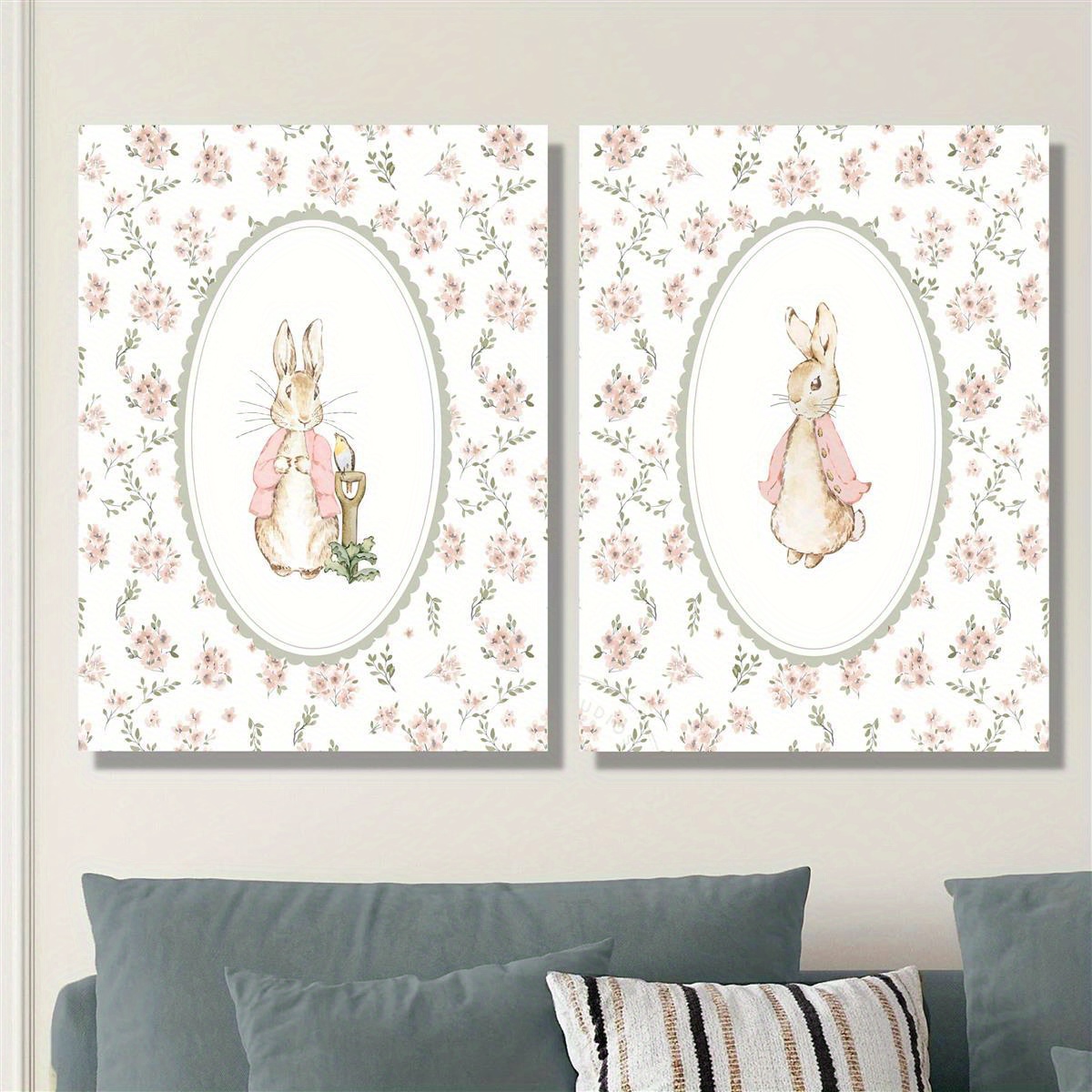 2pcs Retro Easter Rabbit Canva - Home Office For Two 评论和价格