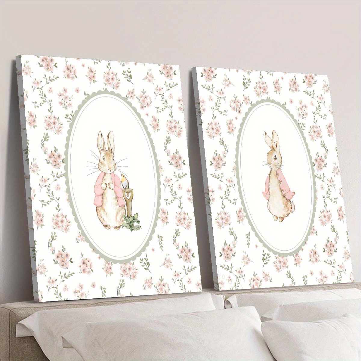 2pcs Retro Easter Rabbit Canva - Home Office For Two 评论和价格