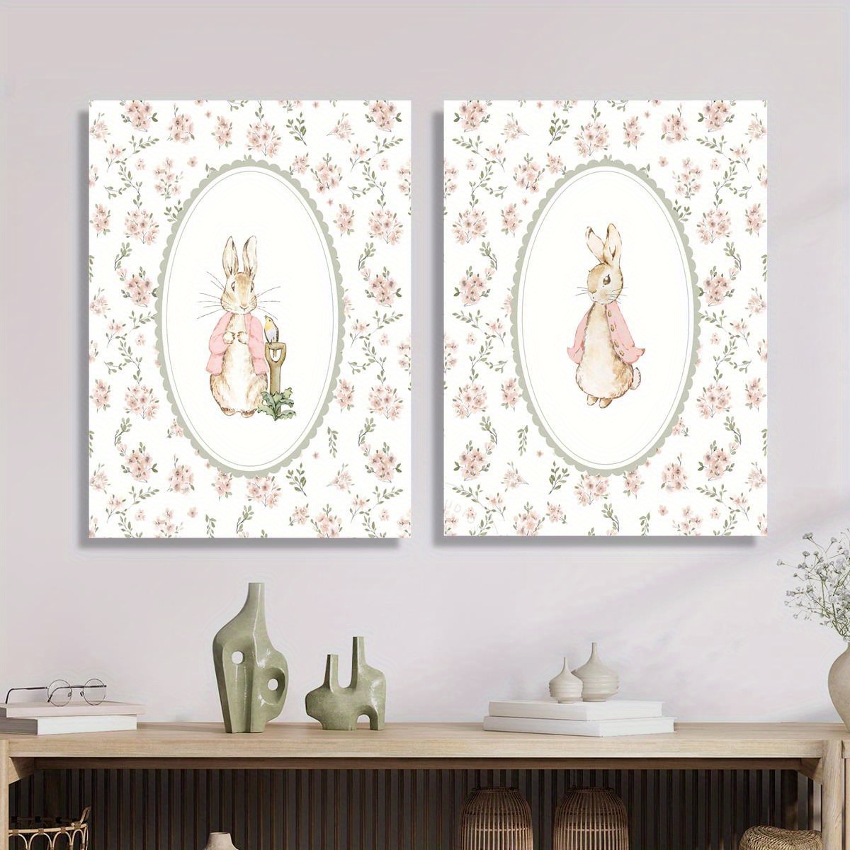 2pcs Retro Easter Rabbit Canva - Home Office For Two 评论和价格