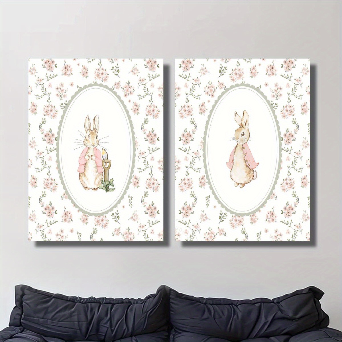 2pcs Retro Easter Rabbit Canva - Home Office For Two 评论和价格