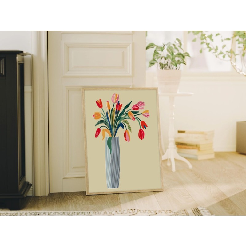 2pcs Tulip Flowers Canvas Wall - Home Office For Two 评论和价格