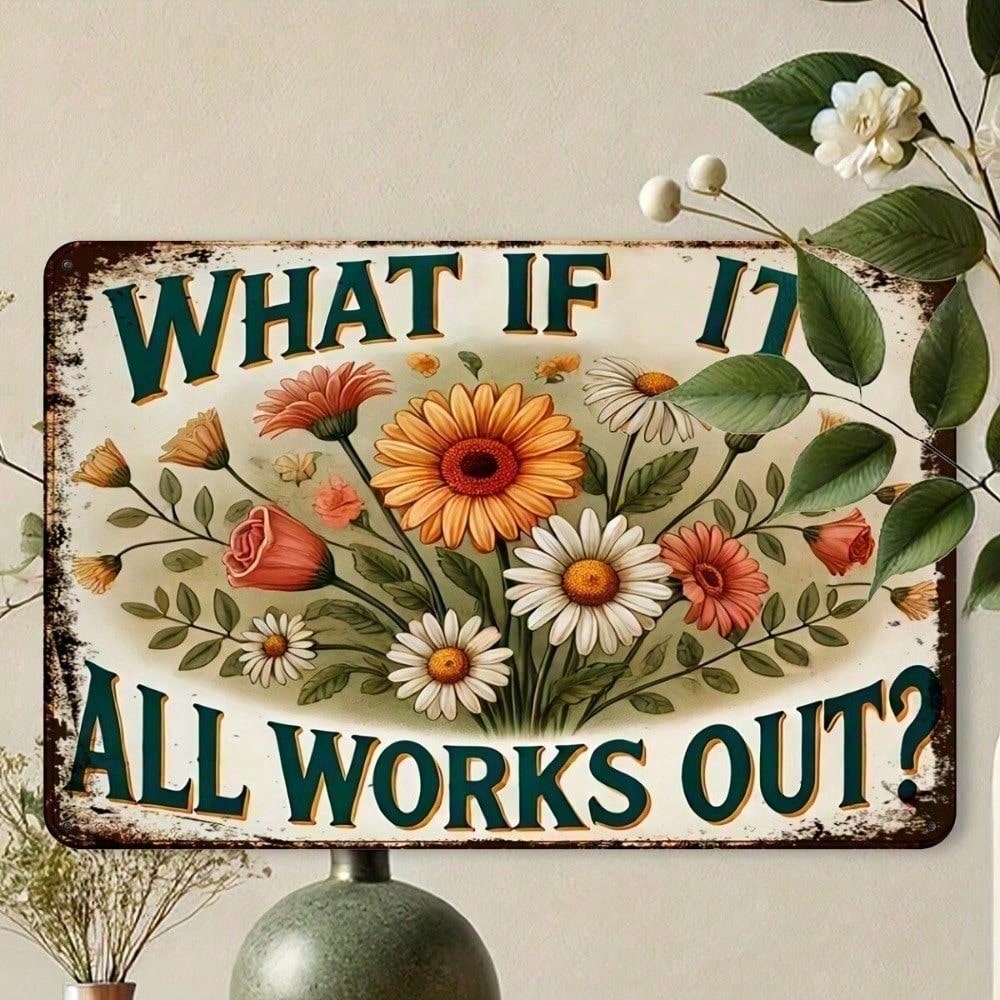 Vintage Floral Metal Tin Sign  - Home Office What Is It 评论和价格